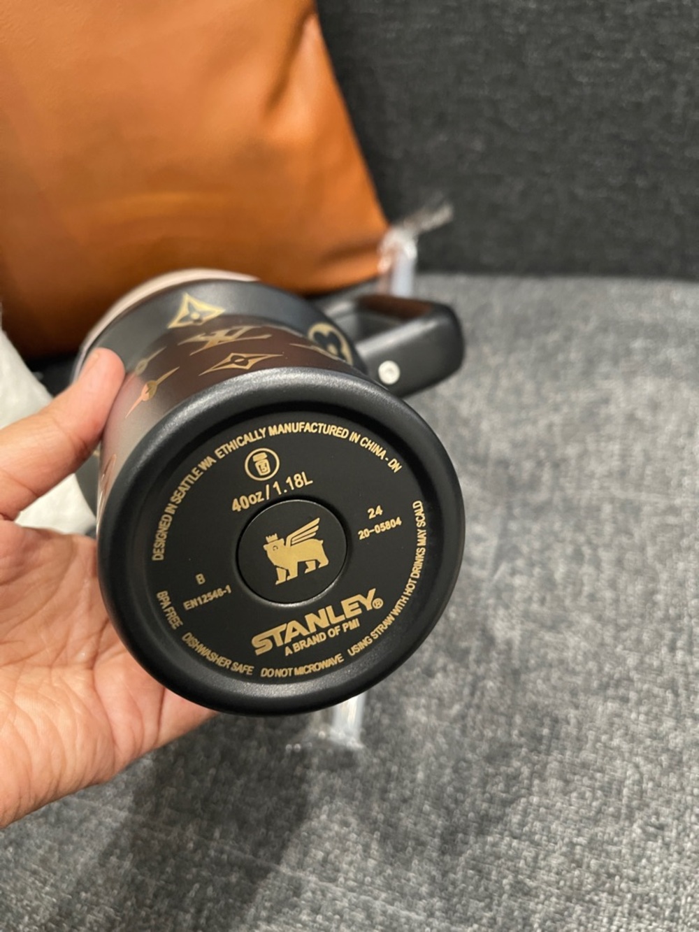 NWT Stanley LV Black Tumbler with Gold Pattern - Picture 3 of 4